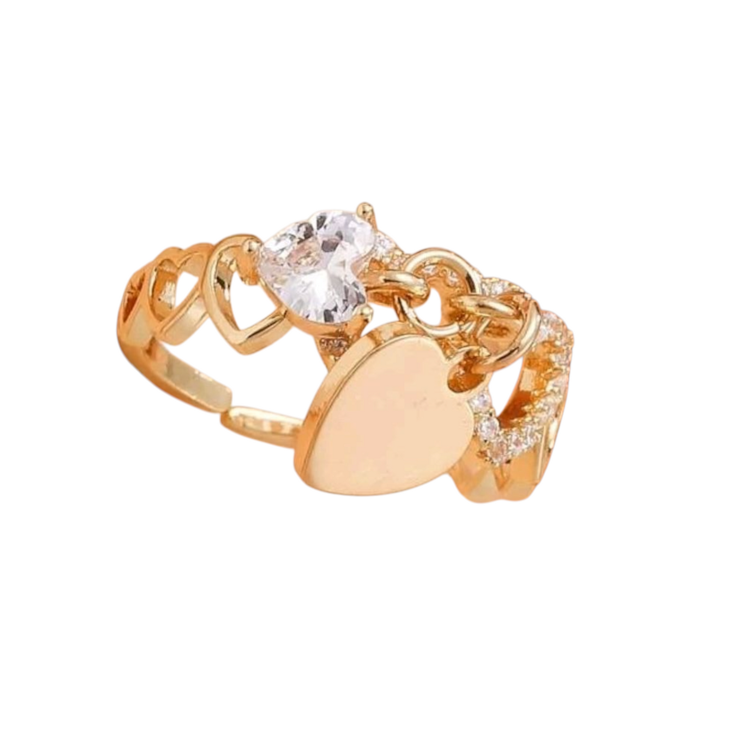Anello Ciondolo Cuore e Punto Luce ACCIAIO