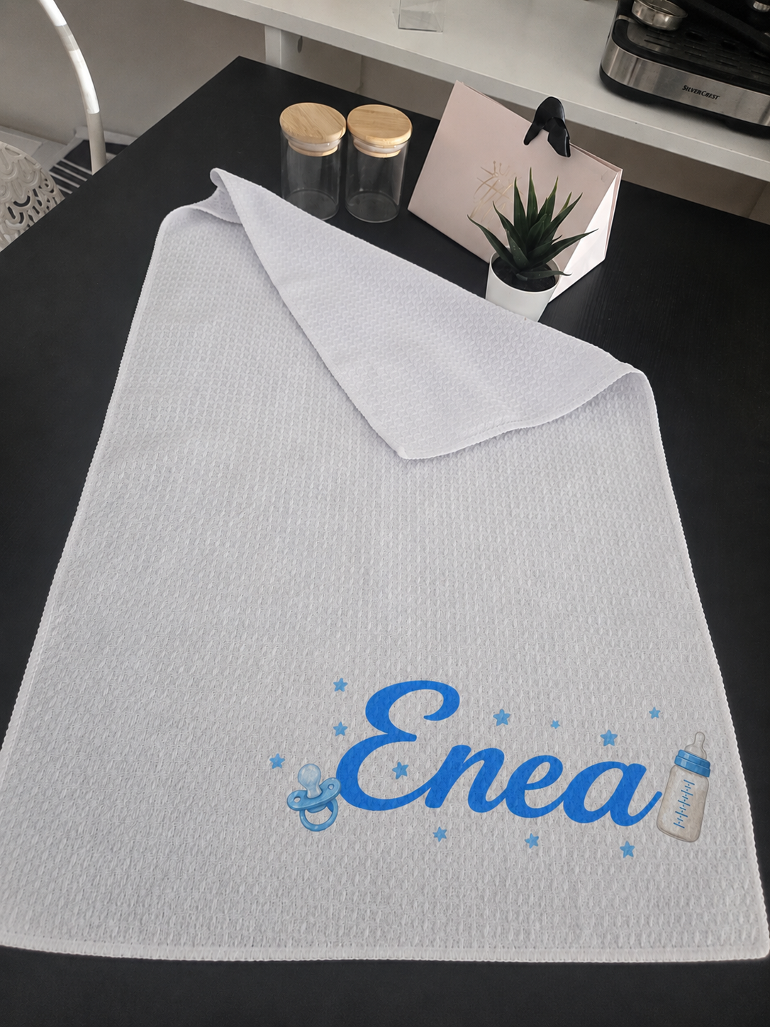 Kit Nascita Personalizzato con Nome e Foto – Bavaglino, Telo, Astuccio, Sacca e Body