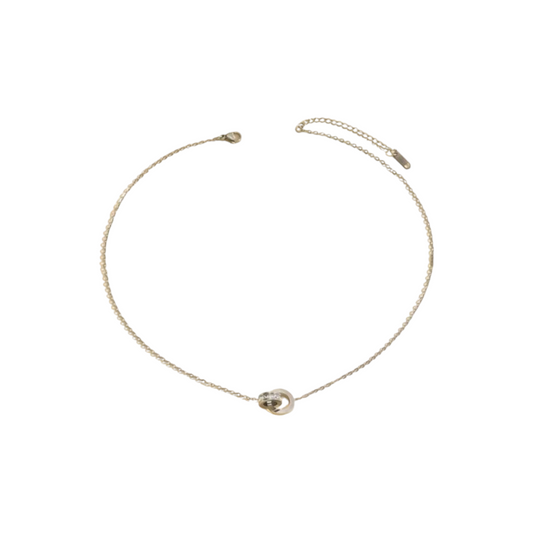 Collana Doppio Anellino Strass