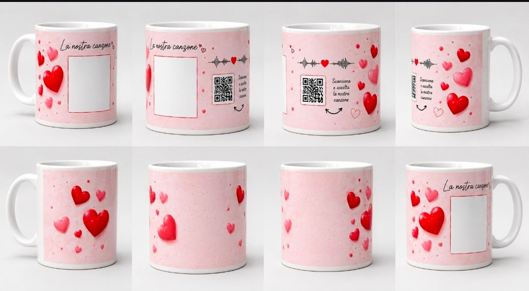 Tazza Musicale Personalizzata con QR Code – Foto e Canzone del Cuore