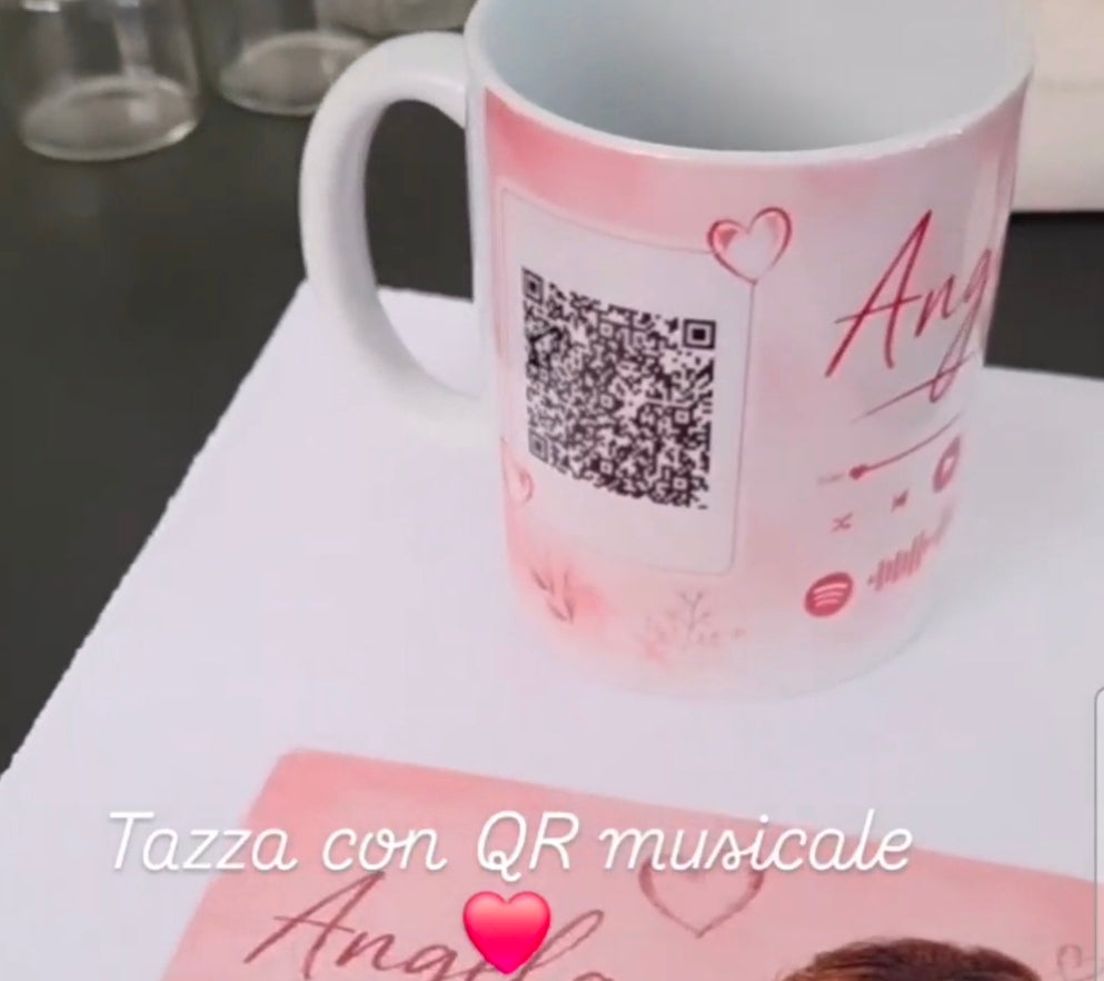 Tazza Musicale Personalizzata con QR Code – Foto e Canzone del Cuore